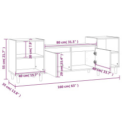 Meuble TV Chêne sonoma 160x35x55 cm Bois d'ingénierie