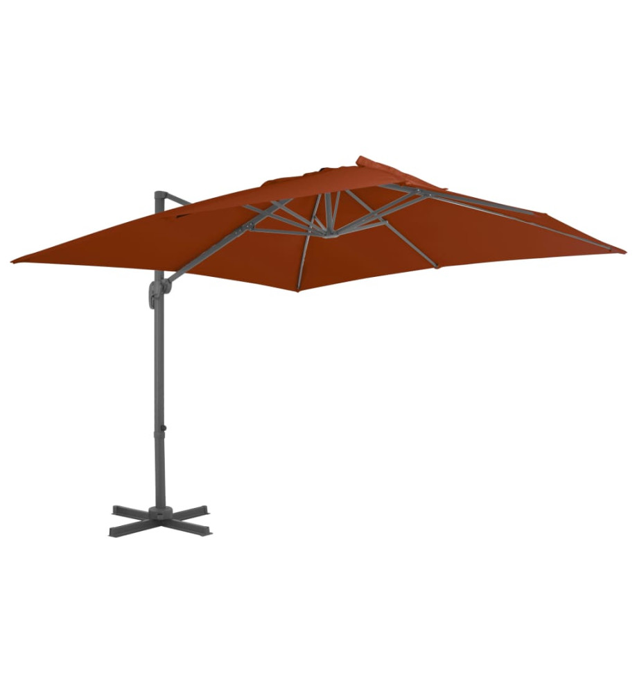 Parasol déporté avec mât en aluminium Terre cuite 300x300 cm