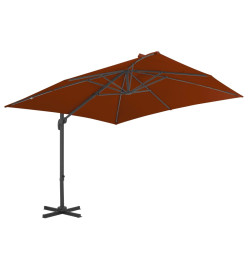 Parasol déporté avec mât en aluminium Terre cuite 300x300 cm