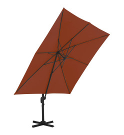 Parasol déporté avec mât en aluminium Terre cuite 300x300 cm