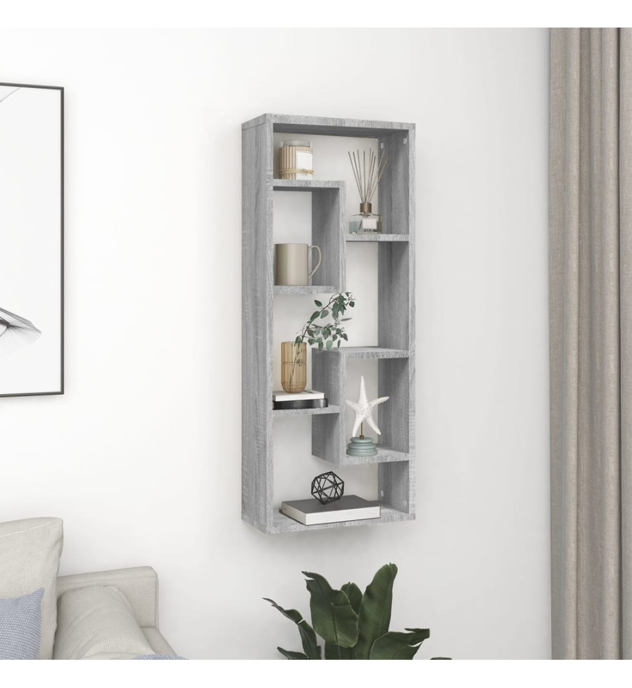 Étagère murale Sonoma gris 36x16x90 cm Bois ingénierie