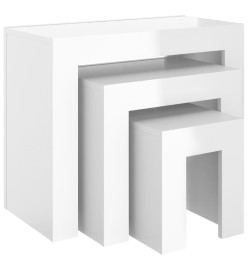 Tables basses gigognes 3 pcs Blanc brillant Aggloméré