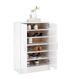 Armoire à chaussures Blanc brillant 60x35x92 cm Aggloméré