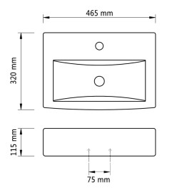 Vasque à trou de trop-plein/robinet céramique pour salle de bain Blanc