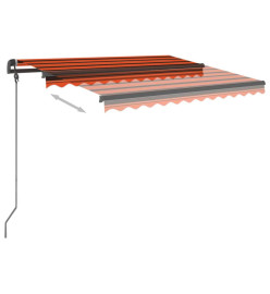 Auvent rétractable automatique et poteaux 3x2,5 m Orange marron