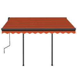 Auvent rétractable automatique et poteaux 3x2,5 m Orange marron