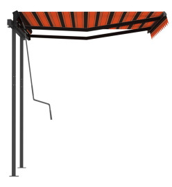 Auvent rétractable automatique et poteaux 3x2,5 m Orange marron