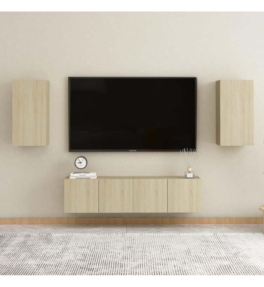 Ensemble de meubles TV 4 pcs Chêne sonoma Aggloméré