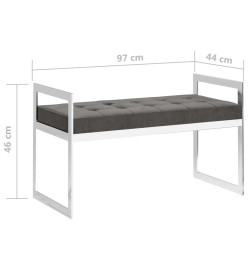 Banc 97 cm Gris Velours et acier inoxydable