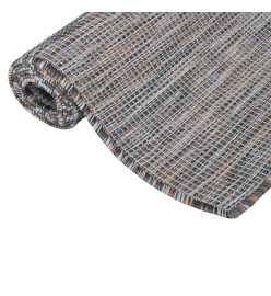 Tapis à tissage plat d'extérieur 100x200 cm Marron et bleu
