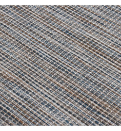 Tapis à tissage plat d'extérieur 100x200 cm Marron et bleu
