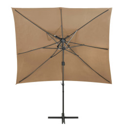 Parasol déporté à double toit Taupe 250x250 cm