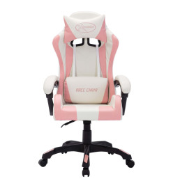 Fauteuil de jeux vidéo avec LED RVB Rose et noir Similicuir