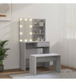 Ensemble de coiffeuse avec LED Sonoma gris Bois d'ingénierie