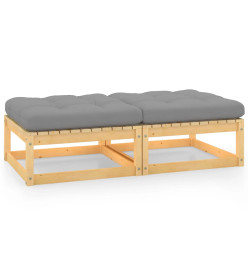Repose-pieds de jardin avec coussins 2 pcs Pin massif