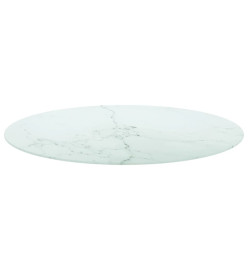 Dessus de table blanc Ø90x1 cm verre trempé avec design marbre