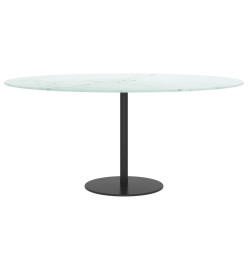 Dessus de table blanc Ø90x1 cm verre trempé avec design marbre