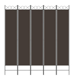 Cloison de séparation 5 panneaux Marron 200x220 cm Tissu