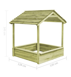 Maisonnette d'extérieur avec bac à sable 128x120x145 cm Pin