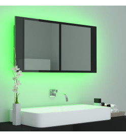 Armoire à miroir de bain à LED Noir brillant Acrylique