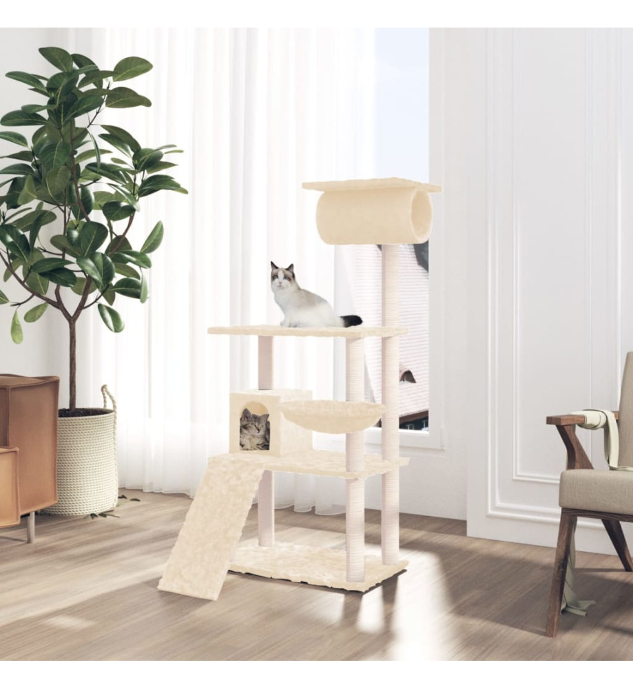 Arbre à chat avec griffoirs en sisal Crème 131 cm