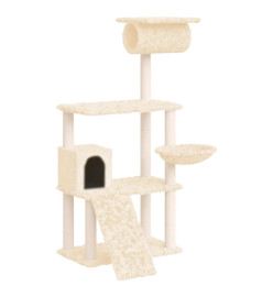 Arbre à chat avec griffoirs en sisal Crème 131 cm