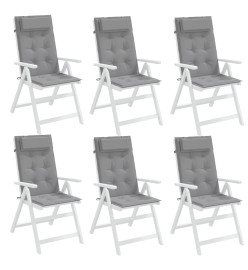 Coussins de chaise à dossier haut lot de 6 gris tissu oxford