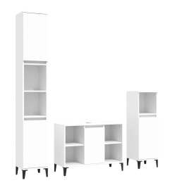 Ensemble de meubles salle de bain 3 pcs blanc bois d'ingénierie