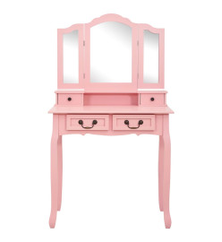 Ensemble de coiffeuse avec tabouret Rose 80x69x141 cm Paulownia