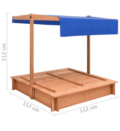 Bac à sable avec toit Bois de sapin 112x112x112 cm