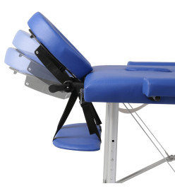 Table pliable de massage Bleu 3 zones avec cadre en aluminium