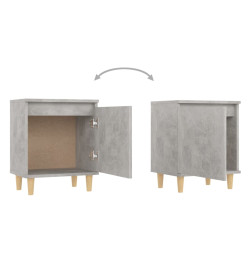 Tables de chevet avec pieds en bois 2 pcs Gris béton 40x30x50cm