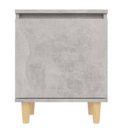 Tables de chevet avec pieds en bois 2 pcs Gris béton 40x30x50cm