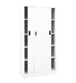 Armoire de bureau et porte coulissante Blanc 90x40x180 cm Acier