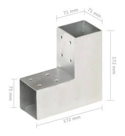 Connecteur de poteau Forme en L Métal galvanisé 71x71 mm