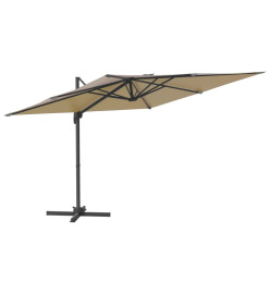 Parasol cantilever à LED Taupe 400x300 cm