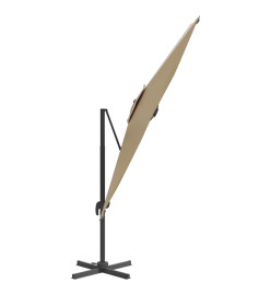 Parasol cantilever à LED Taupe 400x300 cm