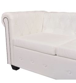 Canapé d'angle Chesterfield 5 plc Cuir artificiel Blanc