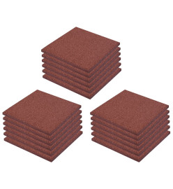 Carreaux de protection antichoc 18pc Caoutchouc 50x50x3cm Rouge