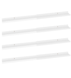 Étagères murales 4 pcs Blanc brillant 100x9x3 cm