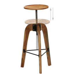 Chaises de bar lot de 2 bois d'acacia solide