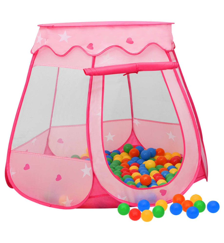 Tente de jeu pour enfants avec 250 balles Rose 102x102x82 cm