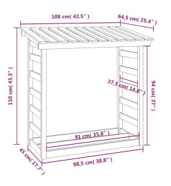 Support pour bois de chauffage Noir 108x64,5x110 cm Bois de pin