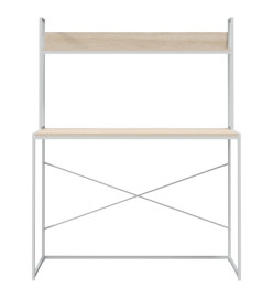 Bureau d'ordinateur Blanc et chêne 110x60x138 cm Aggloméré