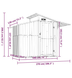 Abri de Jardin Vert 270x130x208,5 cm Acier Galvanisé