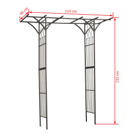 Nature Arche de jardin Métal 114x66x232 cm Noir