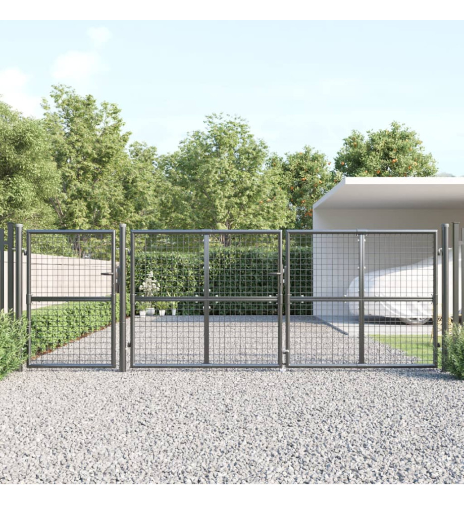 Portal de jardin maille anthracite 400x175 cm acier galvanisé