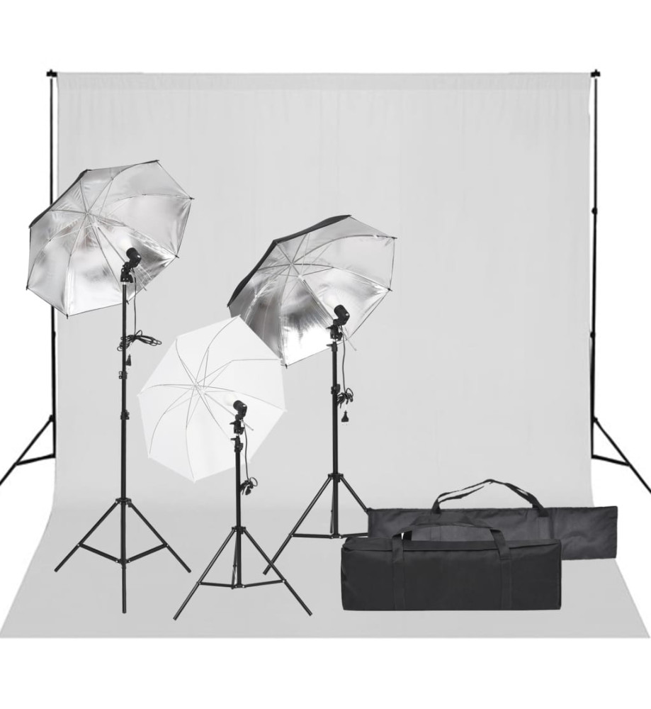 Kit de studio photo avec éclairage et toile de fond