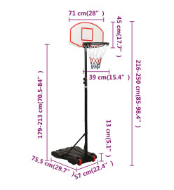 Support de basket-ball Blanc 216-250 cm Polyéthylène