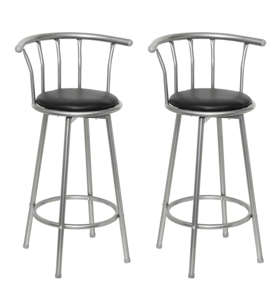 Tabourets de bar lot de 2 noir similicuir